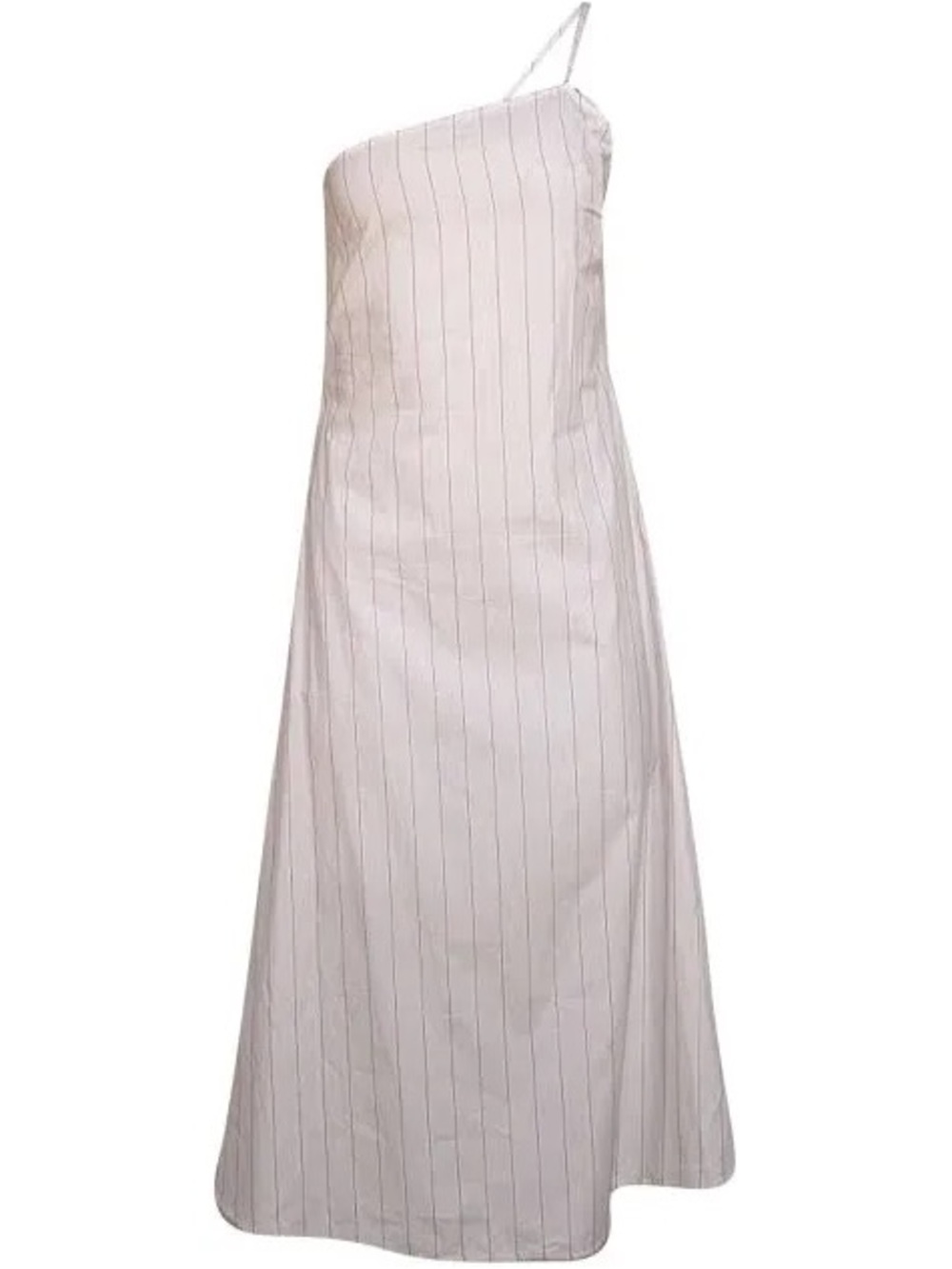 Maryam Nassir Zadeh One-Shoulder White Striped Midi Dress